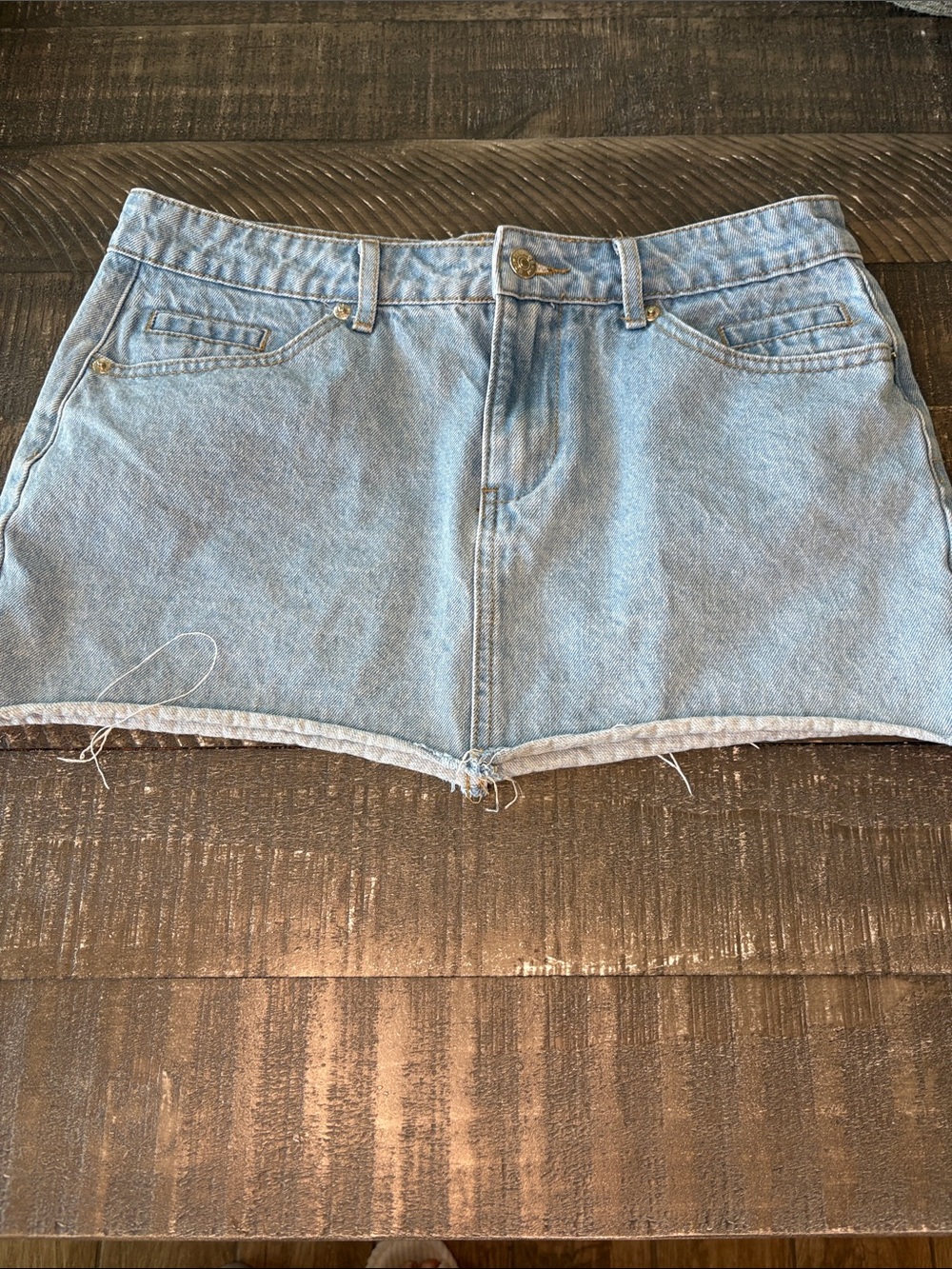Edikted Light Blue Denim Mini Skirt - Women's Casual Style